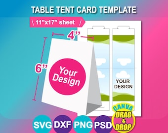 Plantilla de tarjeta de mesa: Hoja de 15 x 10 cm y 28 x 43 cm (descarga digital)