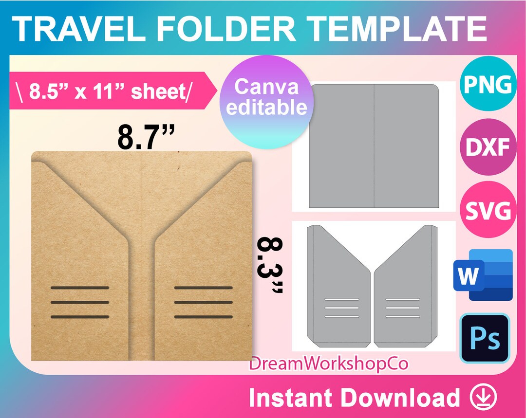 Traveler Folder Passport Folder Passport Holder Template Etsy