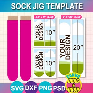 Adult Sock Jig Template, sublimation, SVG, DXF, Ms Word Docx, Png, Psd. Printable