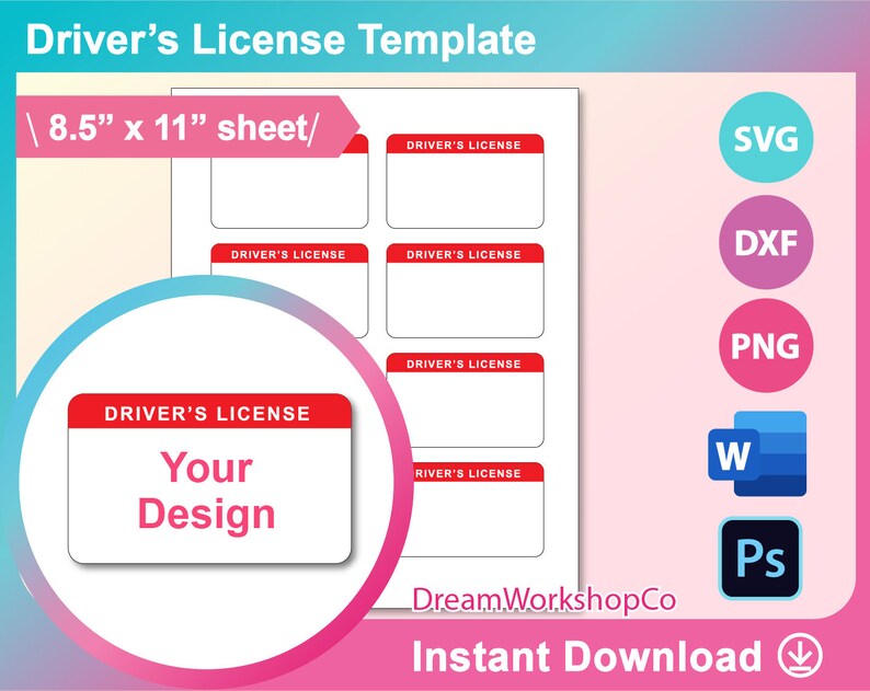 Führerschein Vorlage SVG DXF Ms Word Docx Png Psd - Etsy.de