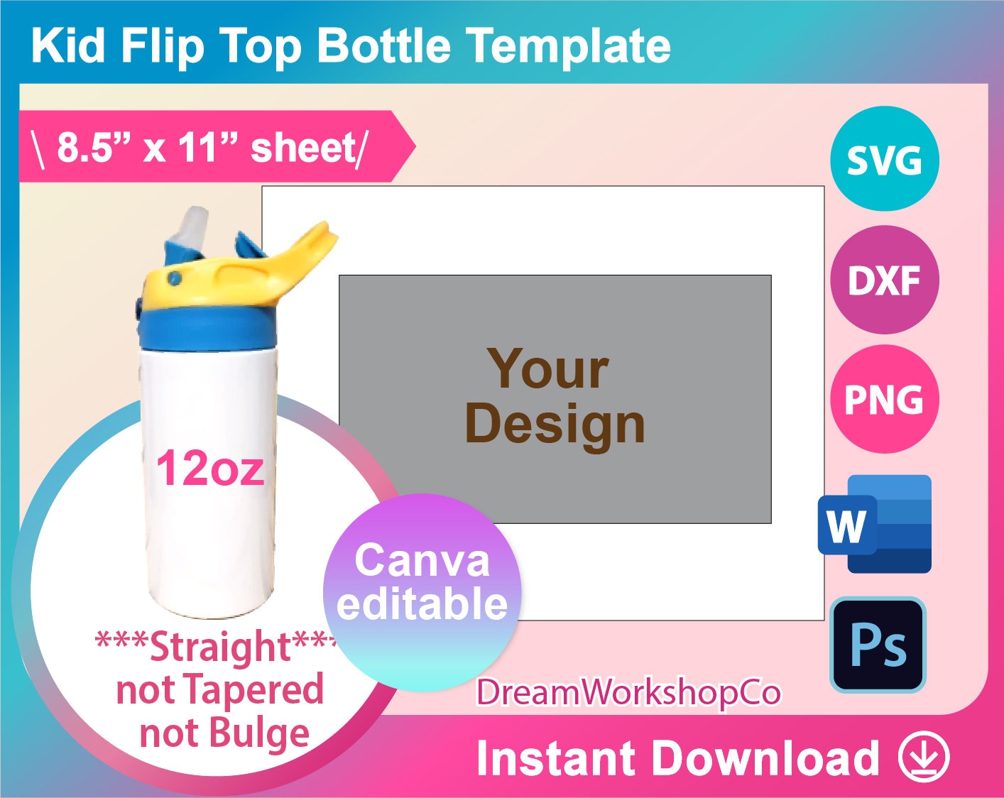 12oz Kids Flip Top Sippy Cup Sublimation Design, Under the Sea, Fish Flip  Top Kids Sublimation Design, Instant Download, Tumbler Template 