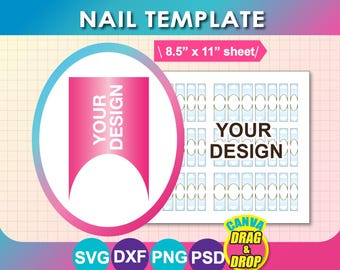 Nail Template (svg, dxf, png, psd) Word 8.5"x11" Sheet