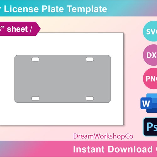 Car License Plate Sublimation Template SVG DXF Ms Word Etsy