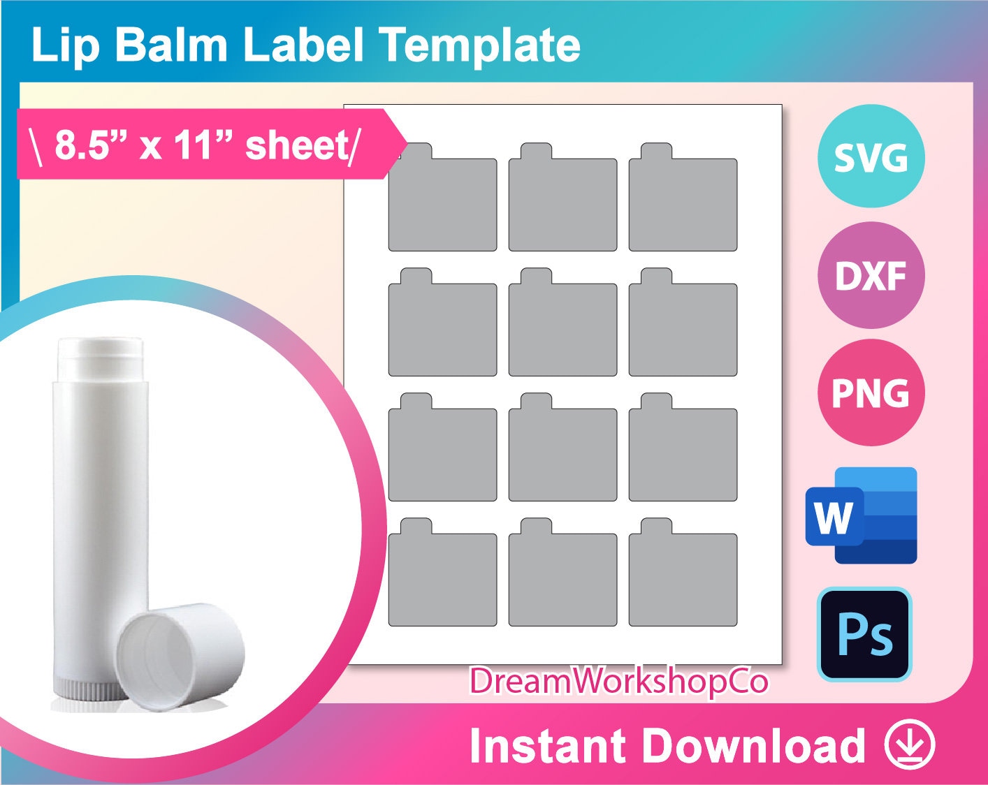 Lip balm Label Template Sublimation Template SVG DXF DOCX Etsy Lip balm Label Template Sublimation Template SVG DXF DOCX Etsy