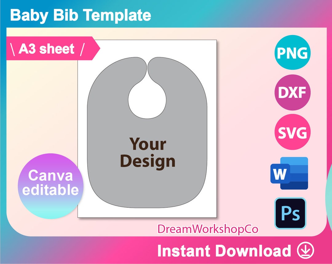 Baby Bib Template Sublimation Template SVG Canva DXF Ms Etsy