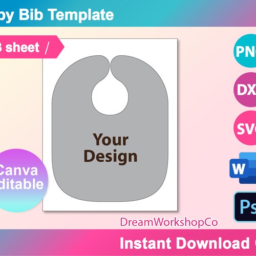 Baby Bib Template Sublimation Template SVG Canva DXF Ms Etsy