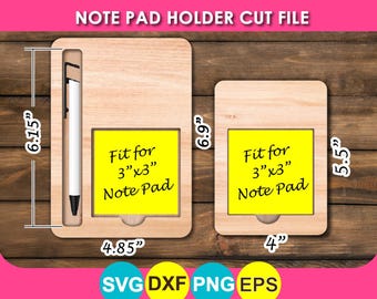 Note Pad Holder, Note holder laser files, SVG, Dxf, png, eps, Digital Download