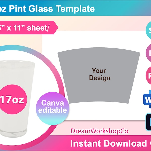 Pint Glass Template - Etsy