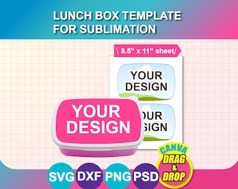 Lunch Box Vorlage, Lunch Box Sublimationsvorlage, Umhängetasche Sublimation, Canva, SVG, DXF, Ms Word Docx, Png, Psd, 8,5 "x 11" Blatt