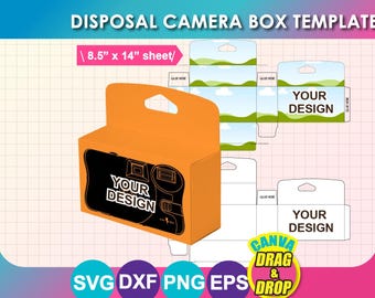 Disposal Camera Box Template, Vinyl, SVG, DXF, Canva, PSD (Instant Download)