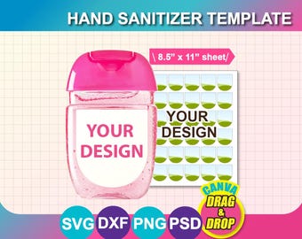 Mini Hand Sanitizer Label Template, Editable Canva, SVG, PNG, DOCX (Digital Download)