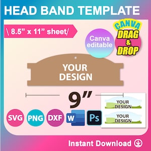 Bow Holder SVG, Headband Display Card Template, Canva, SVG, DXF, Ms Word docx, Png, Psd, 8.5"x11" sheet, Printable, Instant Download