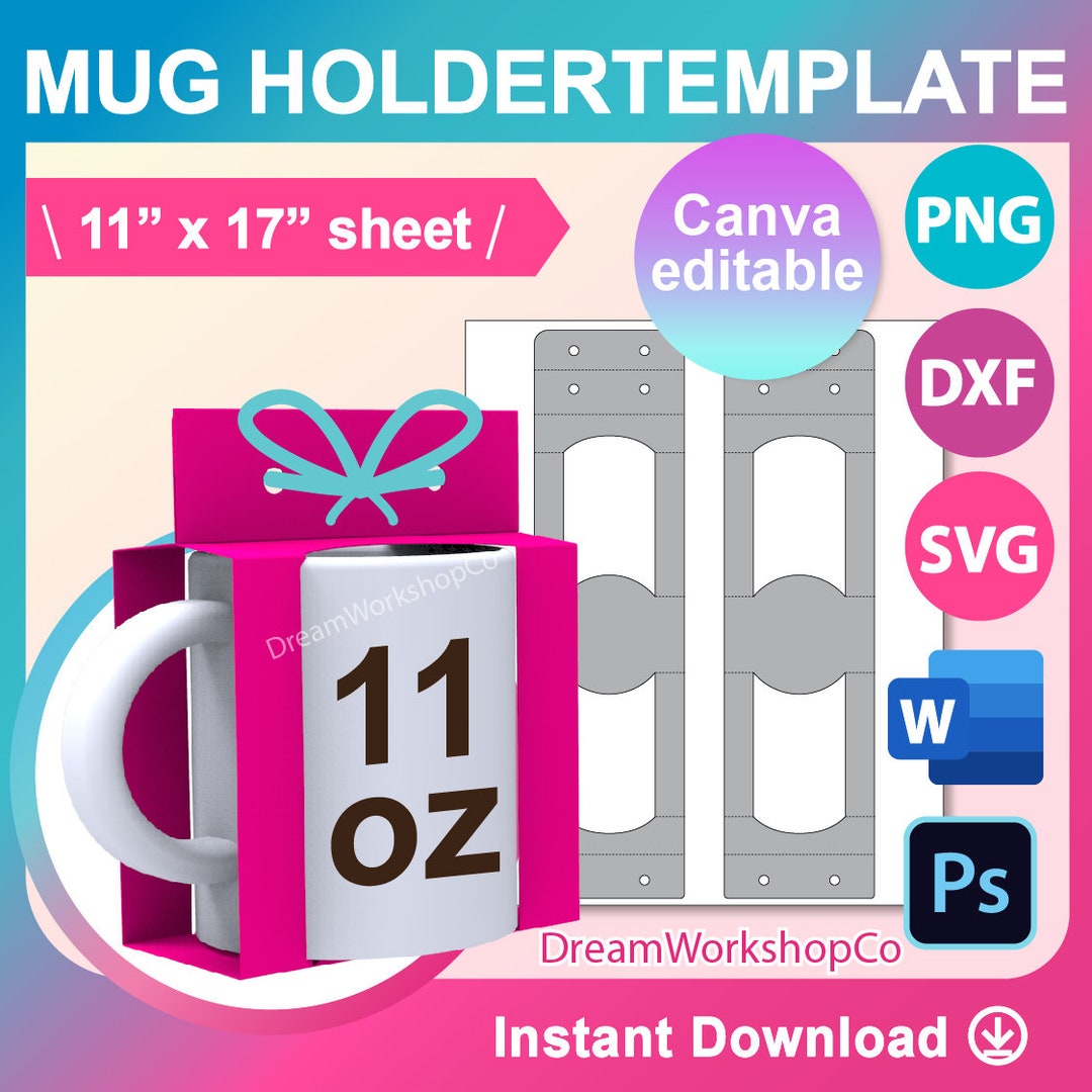 11oz Mug Holder Template, Mug Box Template, Mug Gift Box Template, SVG