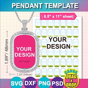 Rotating Rectangle Photo Necklace Template, Sublimation (svg, canva, dxf, png, psd)