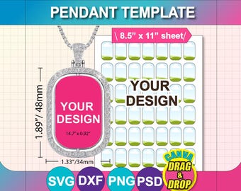 Plantilla de collar con foto rectangular giratoria, sublimación (SVG, CANVA, DXF, PNG, PSD)