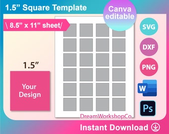 1 Inch Square Photoshop Template PSD PNG JPG Jewelry - Etsy