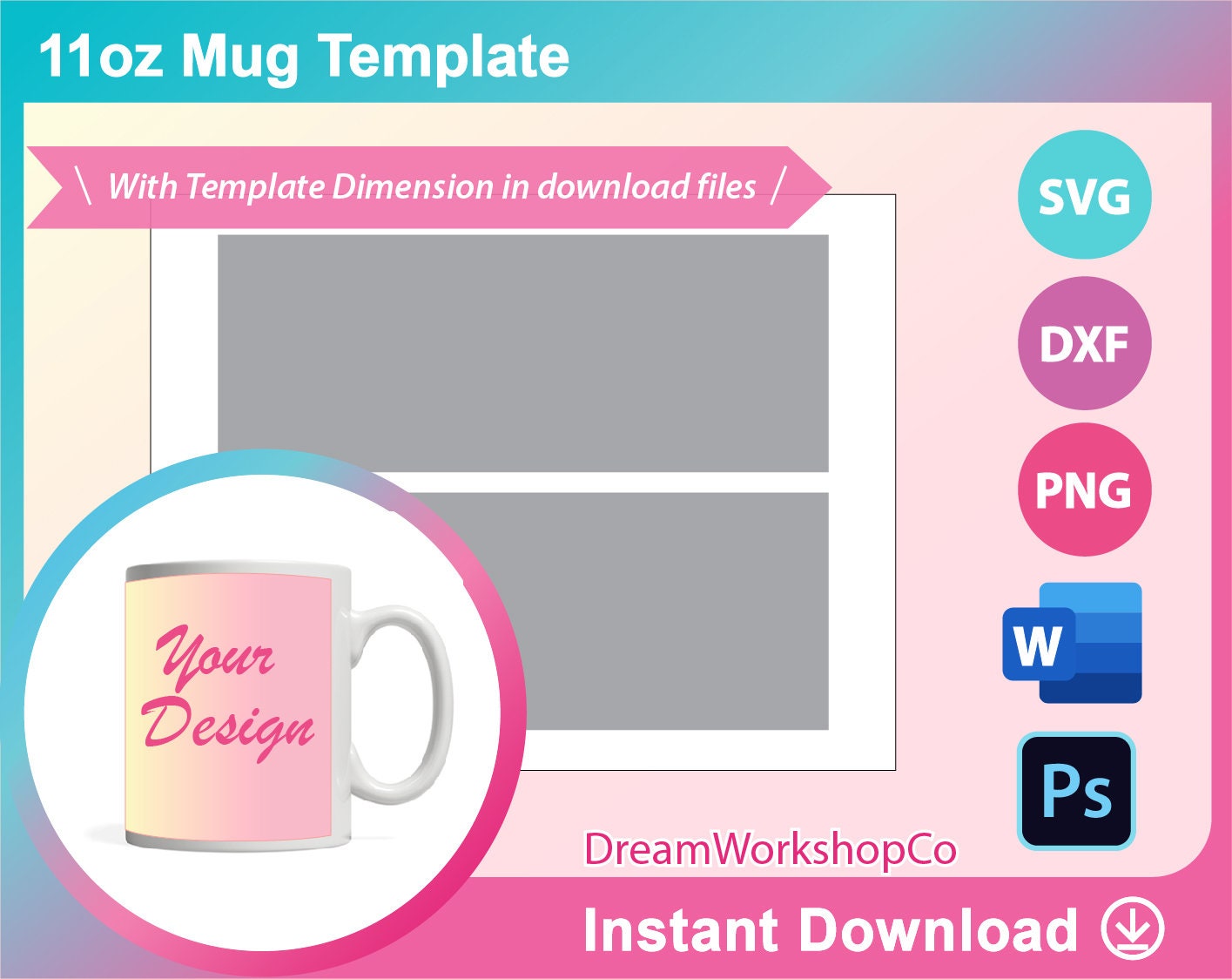 11oz Mug Template Sublimation Template SVG DXF Ms Word | Etsy