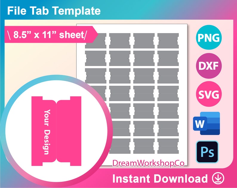 File Tab Template SVG Canva DXF Ms Word Docx Png Psd Etsy