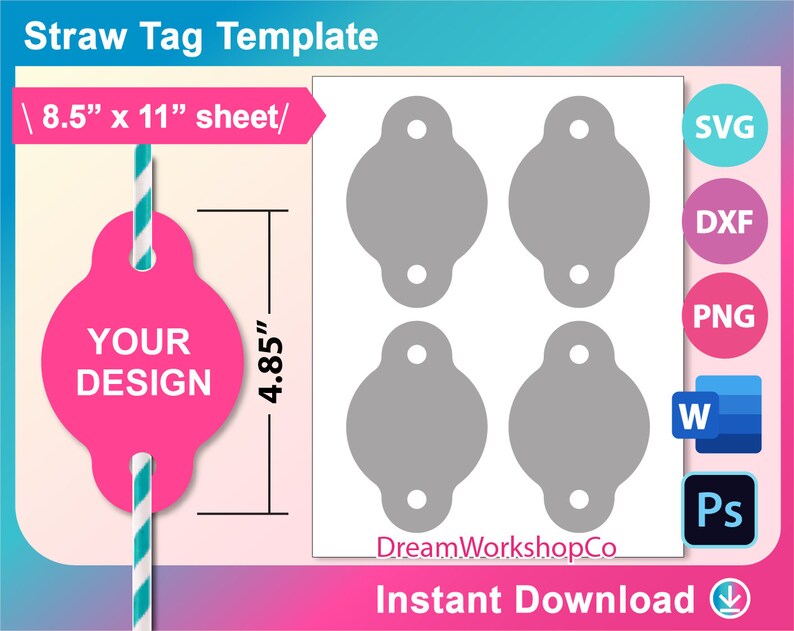 Straw Tag Template Straw Tag SVG Blank Template Svg DXF - Etsy