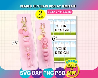 Beaded Keychain Display Card Template, Canva, SVG, dxf, png, EPS, Digital Download