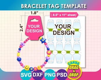 Bracelet Card Display Template, Necklace Display Template, Display Tag, SVG, DXF, Canva, Png, Psd