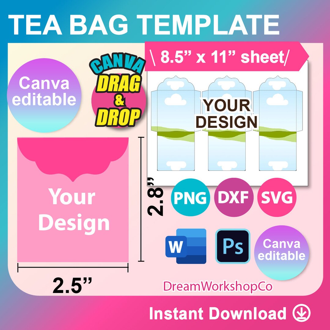 Tea Bag Envelope Template, Seed Packet Template. Canva, Ms Word, PSD