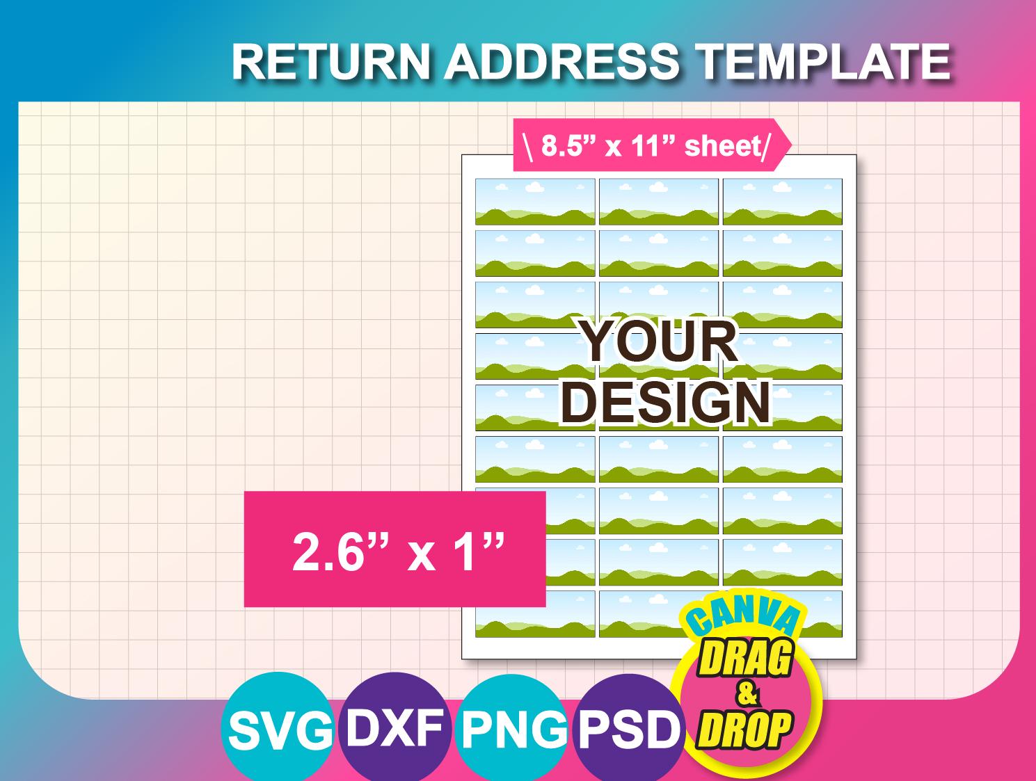 Return Address Labels, Standard Address Template, Canva, SVG, DXF, Ms ...