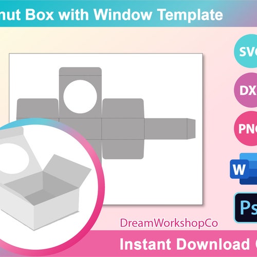 Donut Box Gift Box Template Ms Word PSD PNG SVG Dxf A3 Etsy