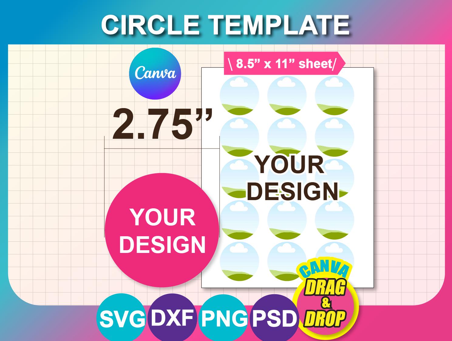 2.75 Inch Circle Label Template: Canva, SVG DXF, Word, Photoshop ...