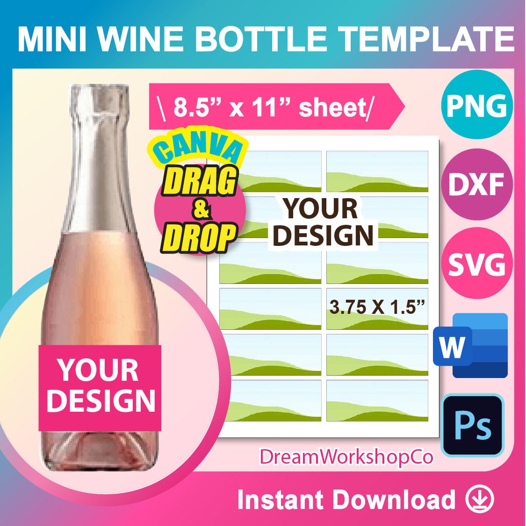 Mini Wine Bottle Label Template Mini Champagne Labels. Mini Champagne
