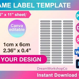 PENCIL Name Label Template, Ped Label, Circe Label Template, Canva, SVG ...