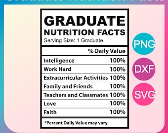 Información nutricional para graduados (SVG, DXF, PNG) (Descarga digital)