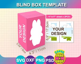 Blank Blind Box Template, Gift Box template, Vinyl, SVG, DXF, Canva, PSD (Instant Download)
