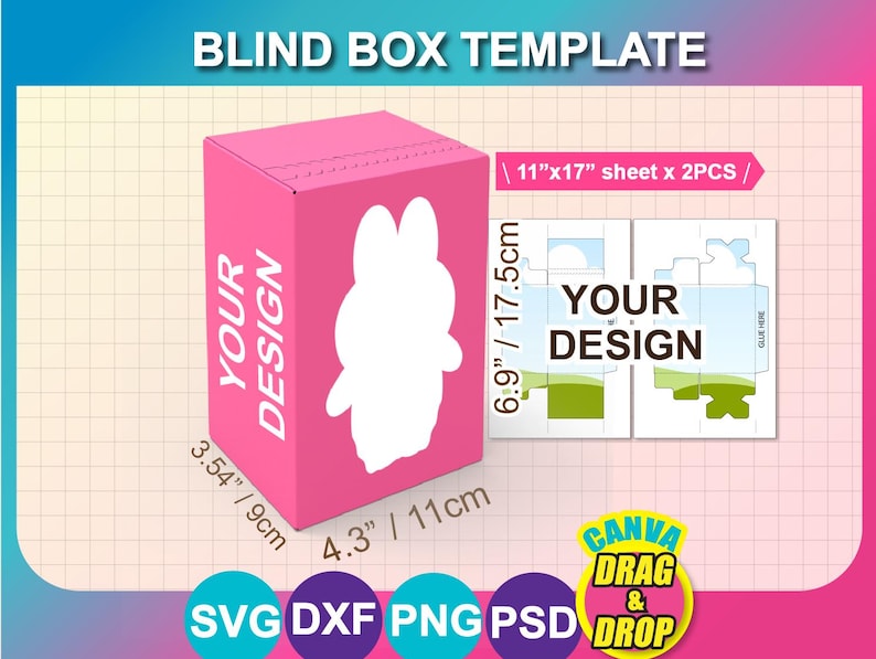 Blank Blind Box Template, Gift Box Template, Vinyl, SVG, DXF, Canva ...