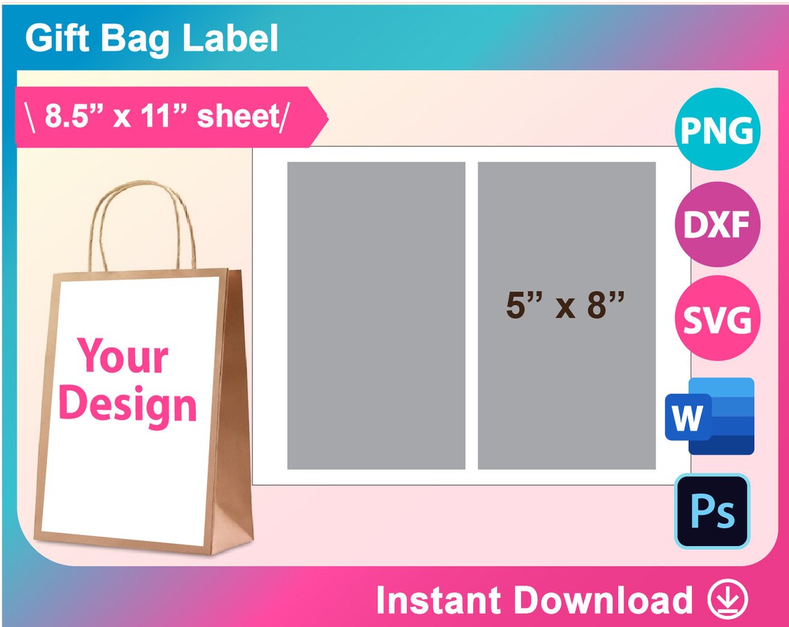 Gift Bag Label Gift Bag Label Template. SVG DXF Ms Word - Etsy