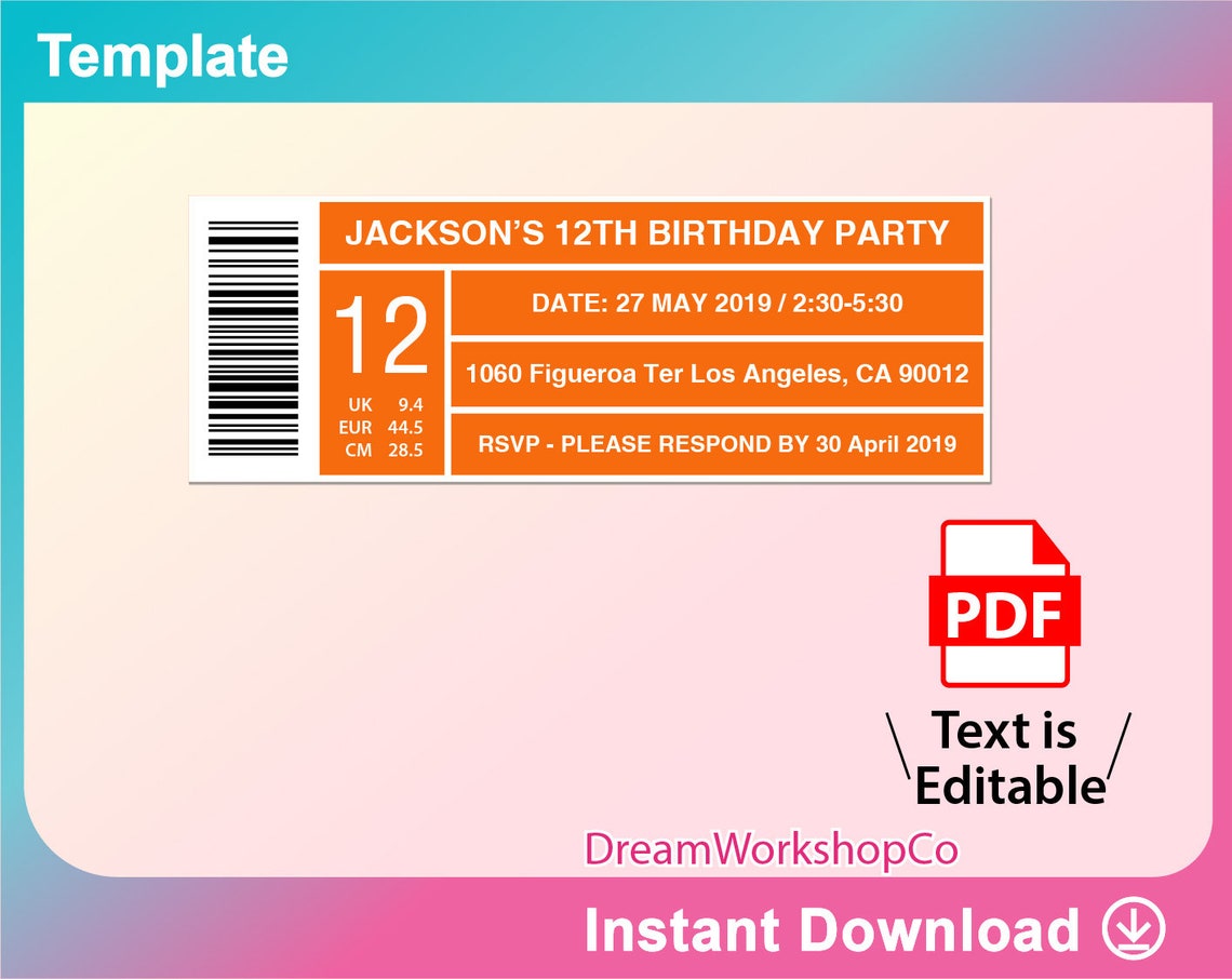 Editable Shoe box label Template PDF Printable Instant Etsy Editable Shoe box label Template PDF Printable Instant Etsy