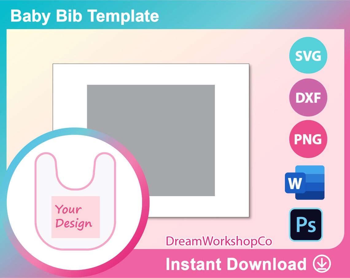 Baby Bib Template Sublimation Template SVG DXF Ms Word Etsy
