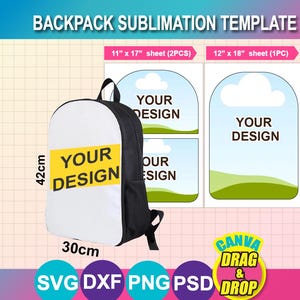 Backpack Sublimation Template: Shoulder Bag Design, SVG, Dxf, Canva, Psd, Png (Digital Download)