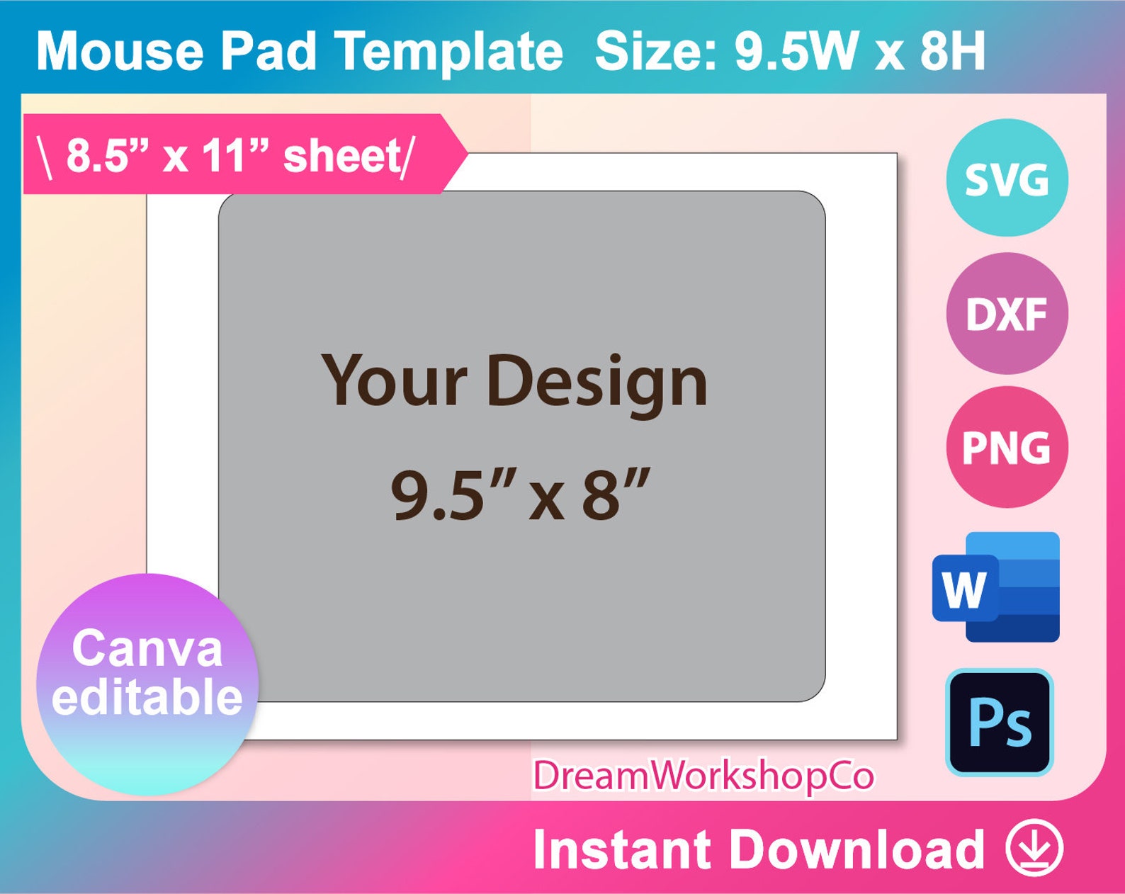 Rectangle Mouse Pad Template Mouse Pad Sublimation Template - Etsy