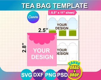 Scalloped Tea Bag Envelope Template, Seed Packet Template. Canva, Ms word, PSD, PNG, SVG, Dxf, 8.5x11" sheet, Printable, Instant Download