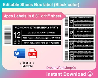 Shoe Box Label Template, PDF, Printable, Instant Download - Etsy