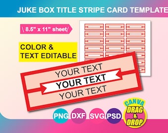 Jukebox Title Strip Template, Canva Editable 3"x1" Labels (Digital Download)