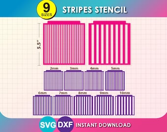 8 Sizes! Stencil Stripe, SVG, Dxf Digital Download, 8.5x11" Sheet