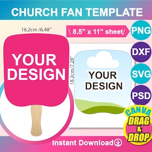Church Fan Template: Wedding, Canva, SVG, PSD, PNG (8.5x11&quot; Sheet) (Digital Download)