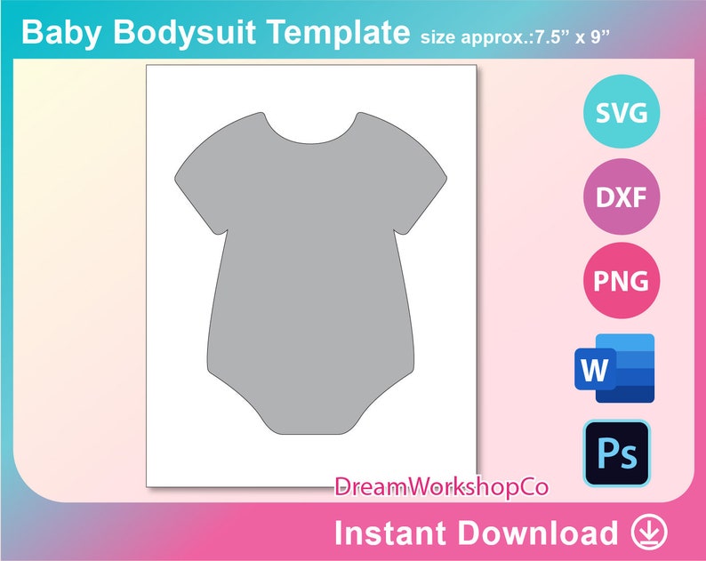 Download Labels Dxf Svg Printable Ms Word Png Baby Bodysuit Template 8 5x11 Sheet Psd Instant Download Paper Party Supplies