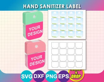 Mini Hand Sanitizer Label Template, Editable Canva, SVG, PNG, DOCX (Digital Download)