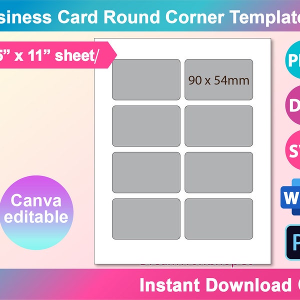 Round Business Card Etsy