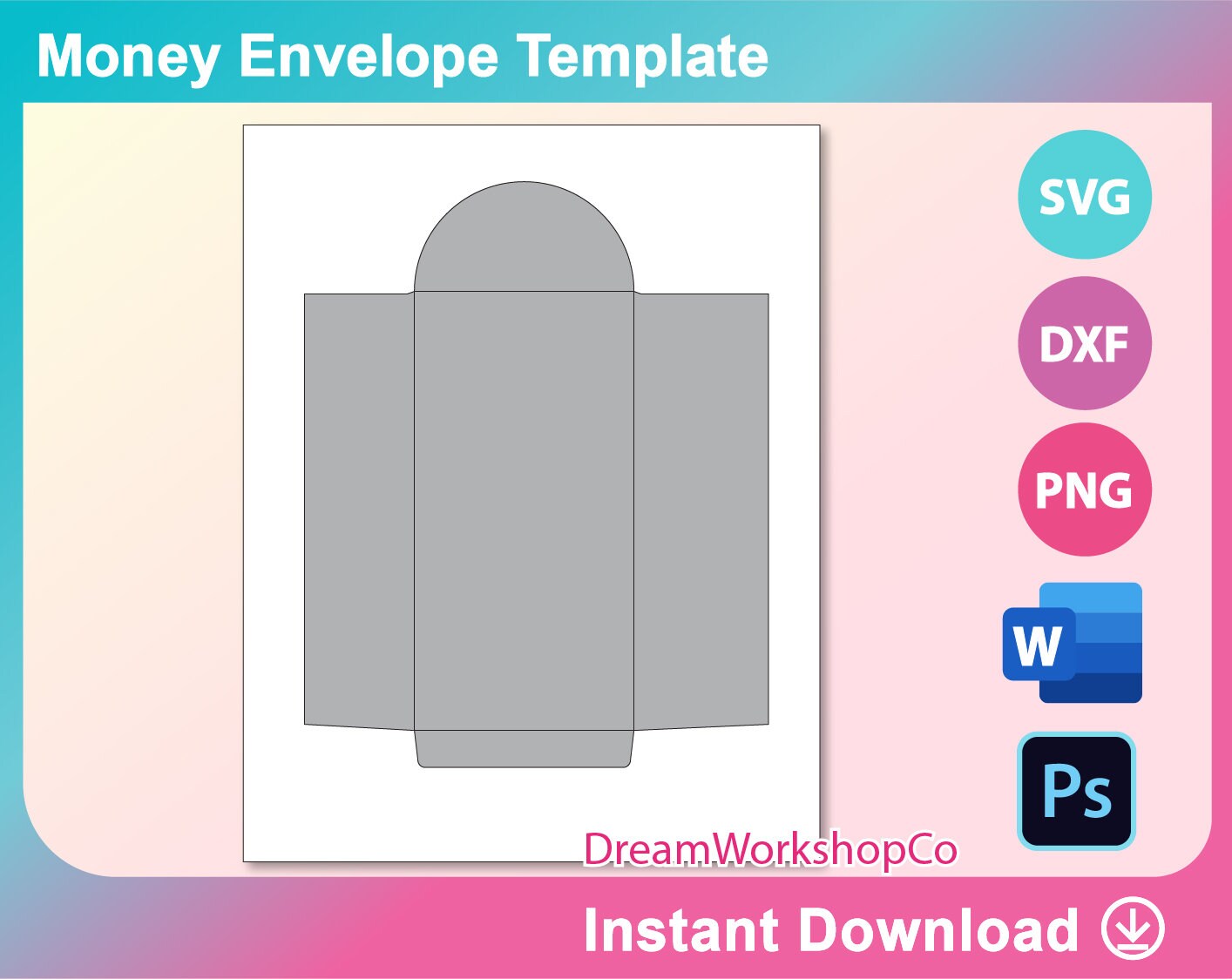 money envelope template ms word psd png svg dxf etsy