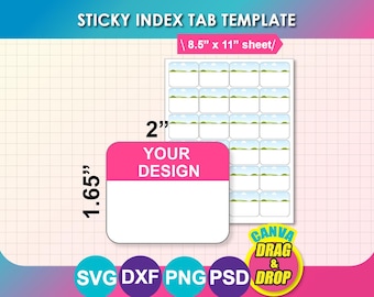Sticky Tab, Folder Tag, Journal Tab Template, Blank Page Tab, Book Tab Template, File Tab Template, Bible Tab, SVG, Canva, DXF, Png, Psd