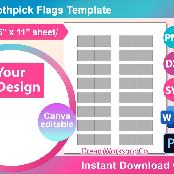 Tooth Pick Flags Template Svg - Etsy